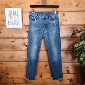 MiH Phoebe Mid Rise Slim Slouch Leg Jeans Kissing Wash Stretch Ankle Sz 26 X 26"